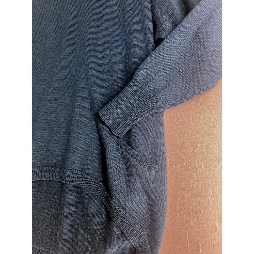 Eileen Fisher Italian Merino Wool Chic Turtleneck Oversized Sweater Navy Blue XS - Picture 9 of 10